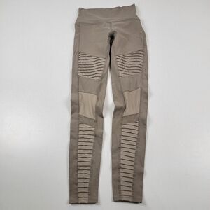 Alo Yoga Moto Leggings Womens Small Tan Pull-On Stretch Skinny Athletic Wear